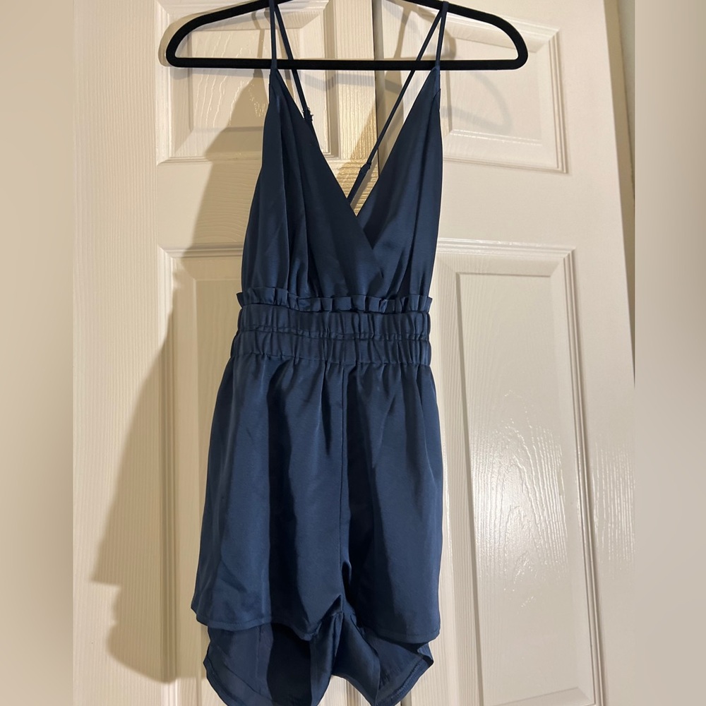 Women Navy Blue One Piece Short Jumpsuit